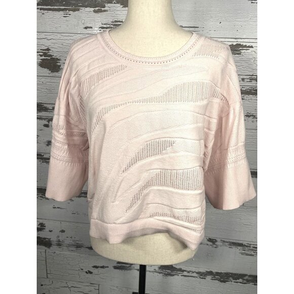 CABI Shy Pullover Sweater Zebra Stripe Pink Sz Small #5631 EUC - Picture 2 of 4